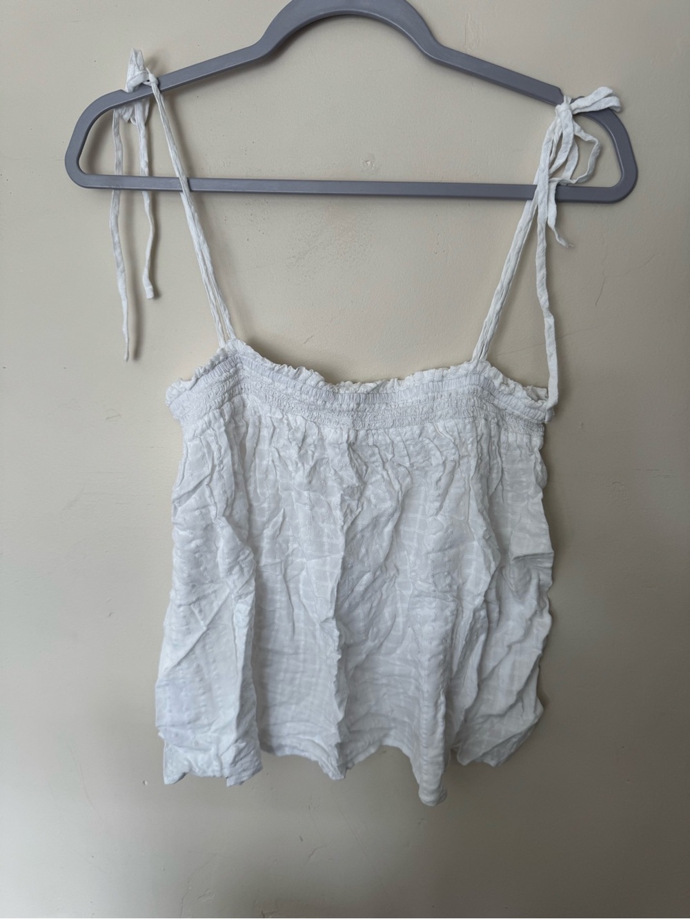 LOFT White Tie-Shoulder Smocked Cami